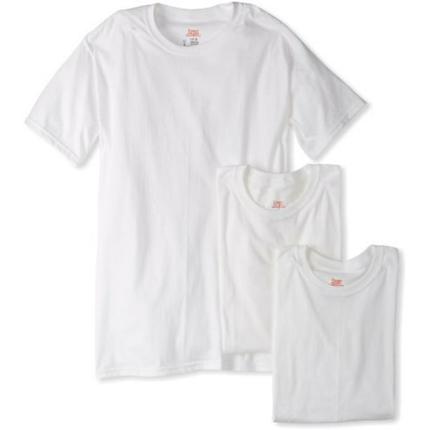 -WHITE Hanes Men's Premium Stretch Tagless CREW NECK tee Shirts fresh IQ BLACK
